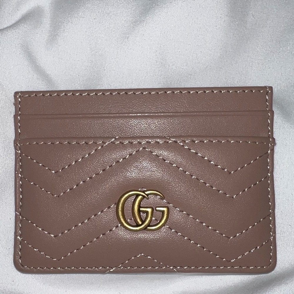 Gucci GG Marmont Card Case - Dusty Pink Leather
